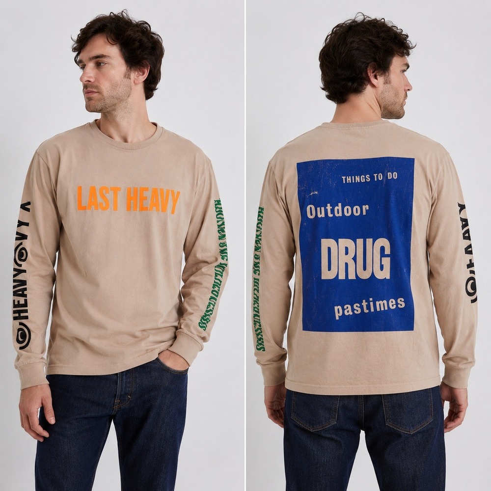 Last Heavy Long Sleeve T-Shirt USA Made Heavyweight Cotton Graphic Jersey Large